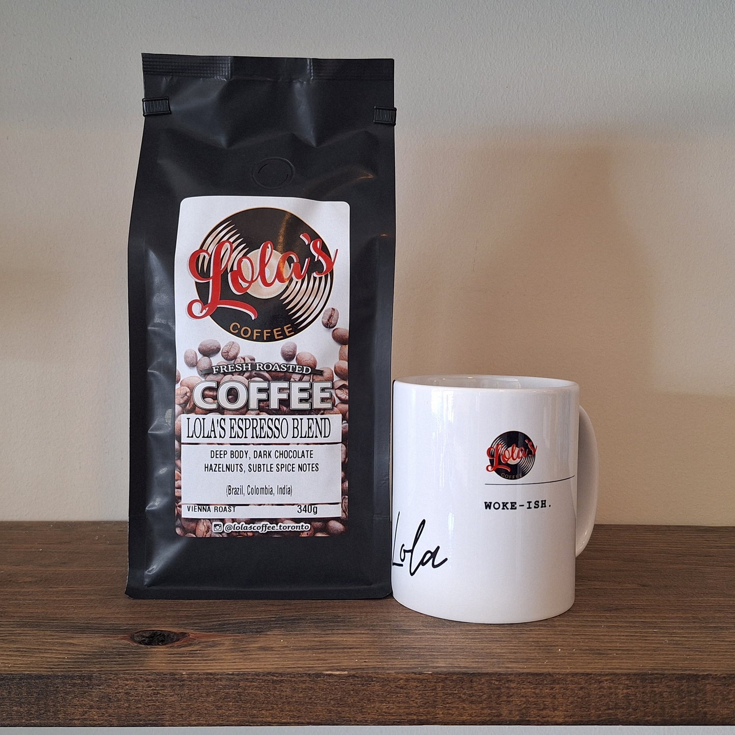 340GR. DARK ROAST LOLA'S ESPRESSO BLEND + LOLA'S CUP OF YOUR CHOICE